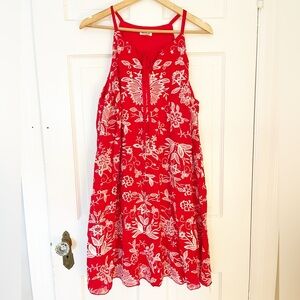 Westport Red Floral Embroidered Sleeveless Dress Womens 2X Summer Dress Halter